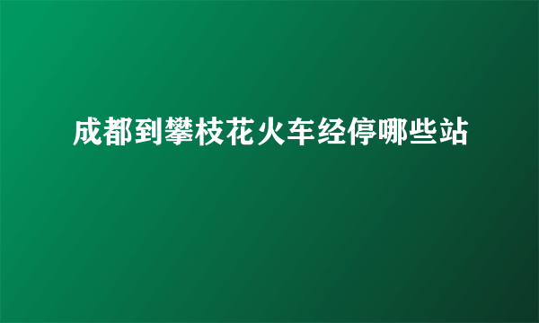 成都到攀枝花火车经停哪些站