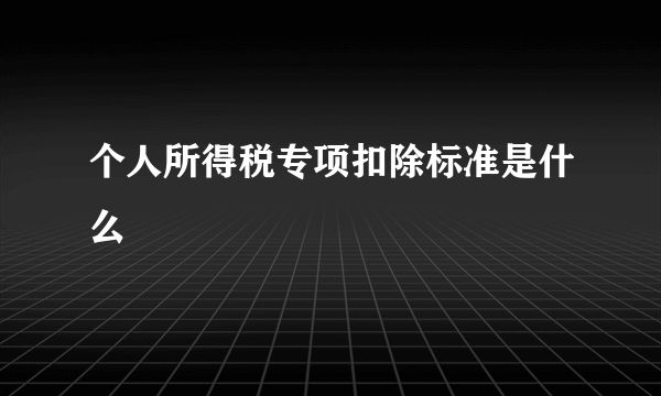 个人所得税专项扣除标准是什么