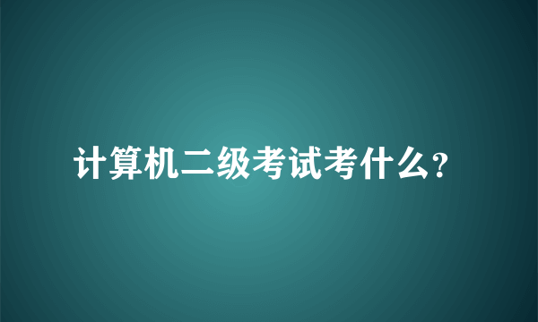 计算机二级考试考什么？