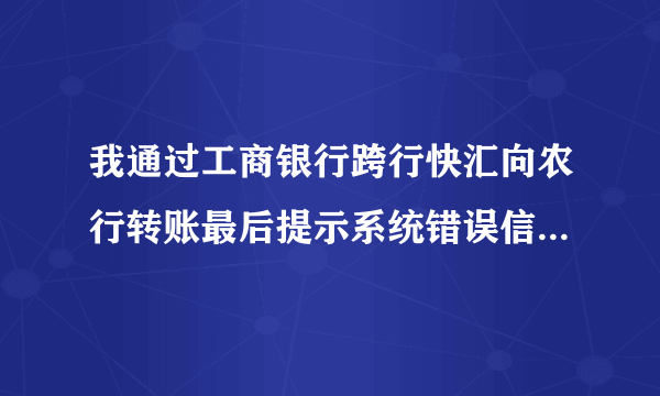 我通过工商银行跨行快汇向农行转账最后提示系统错误信息代码93003028