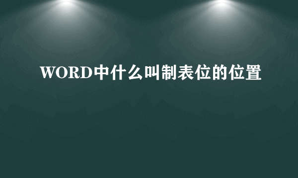 WORD中什么叫制表位的位置