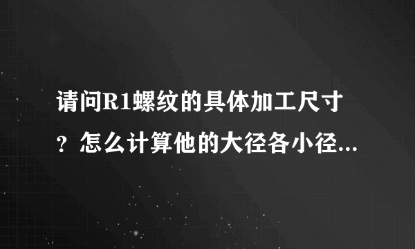 请问R1螺纹的具体加工尺寸？怎么计算他的大径各小径？急求谢谢！！！