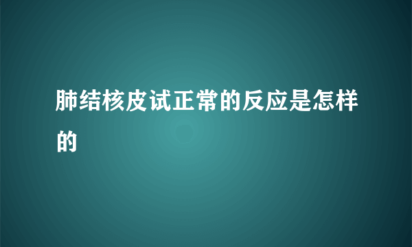 肺结核皮试正常的反应是怎样的