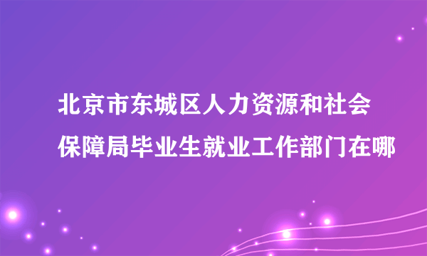 北京市东城区人力资源和社会保障局毕业生就业工作部门在哪