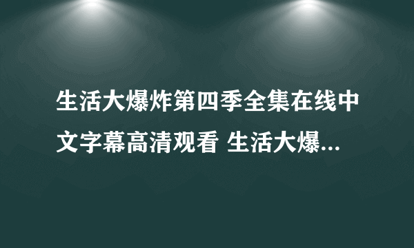 生活大爆炸第四季全集在线中文字幕高清观看 生活大爆炸全集第四季完整版高清QVOD优酷视频下载