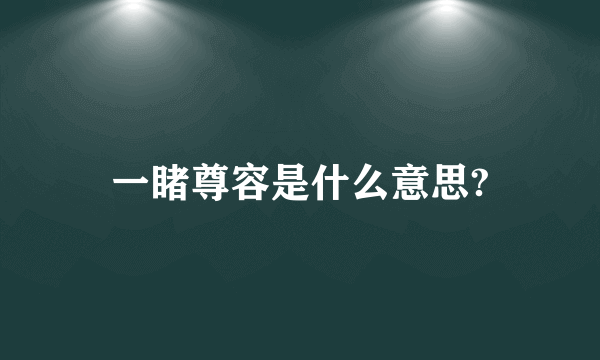 一睹尊容是什么意思?