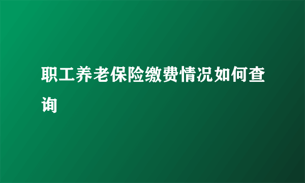 职工养老保险缴费情况如何查询