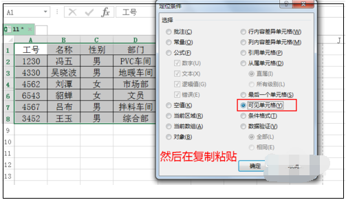 如何在复制粘贴时不会粘贴excel中隐藏的数据