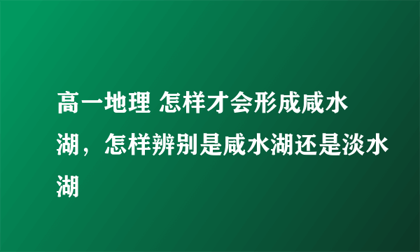 高一地理 怎样才会形成咸水湖，怎样辨别是咸水湖还是淡水湖