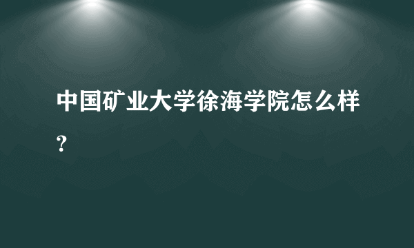 中国矿业大学徐海学院怎么样？