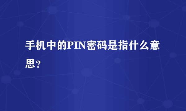 手机中的PIN密码是指什么意思？