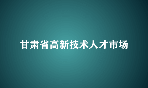 甘肃省高新技术人才市场