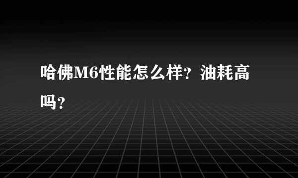 哈佛M6性能怎么样？油耗高吗？