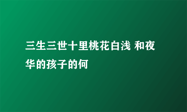 三生三世十里桃花白浅 和夜华的孩子的何