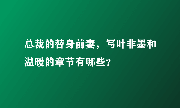 总裁的替身前妻，写叶非墨和温暖的章节有哪些？