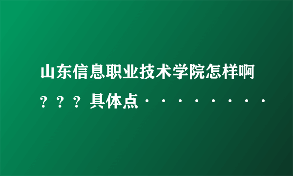 山东信息职业技术学院怎样啊？？？具体点········