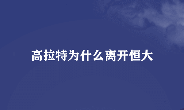 高拉特为什么离开恒大