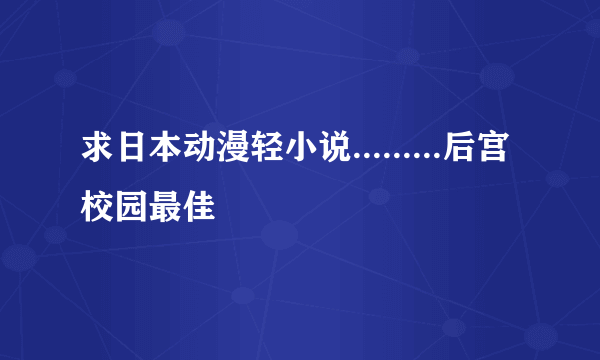 求日本动漫轻小说.........后宫校园最佳