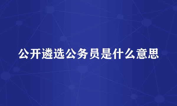 公开遴选公务员是什么意思