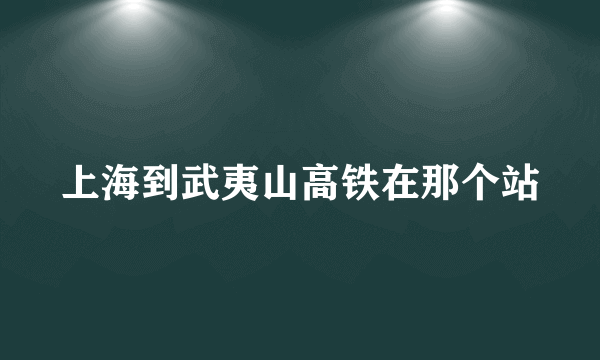 上海到武夷山高铁在那个站