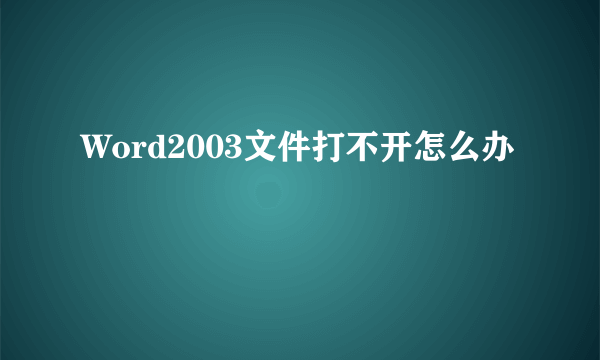 Word2003文件打不开怎么办