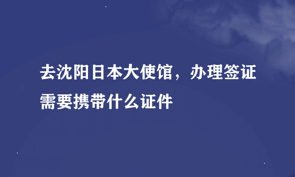 去沈阳日本大使馆，办理签证需要携带什么证件