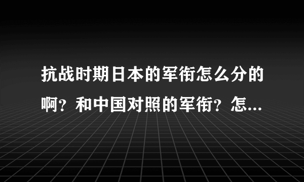 抗战时期日本的军衔怎么分的啊？和中国对照的军衔？怎么称呼的？