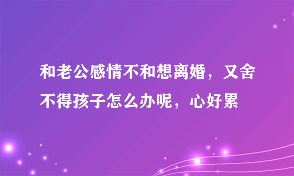 和老公感情不和想离婚，又舍不得孩子怎么办呢，心好累