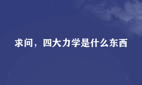 求问，四大力学是什么东西