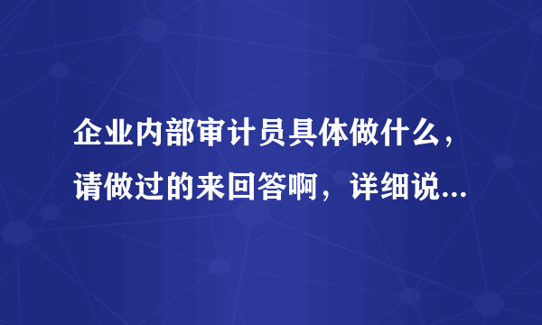 企业内部审计员具体做什么，请做过的来回答啊，详细说下经验啊