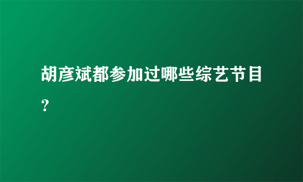 胡彦斌都参加过哪些综艺节目？