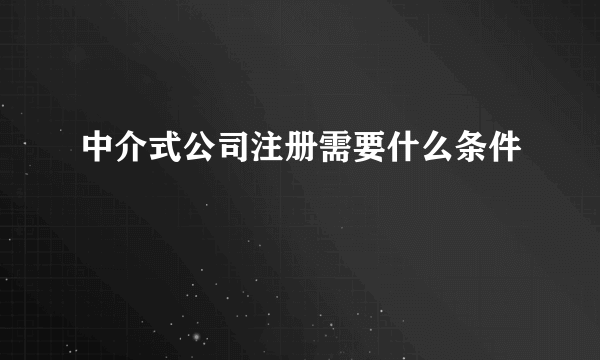 中介式公司注册需要什么条件