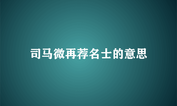 司马微再荐名士的意思