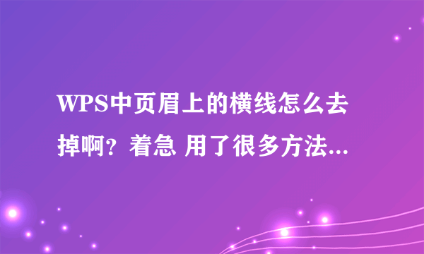 WPS中页眉上的横线怎么去掉啊？着急 用了很多方法都不行啊！！如图的横线~