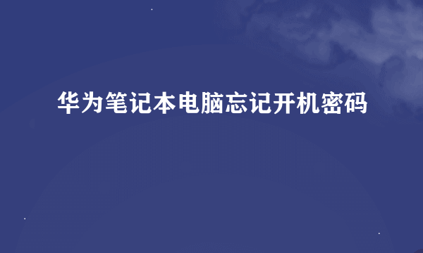 华为笔记本电脑忘记开机密码