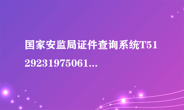 国家安监局证件查询系统T512923197506165011？