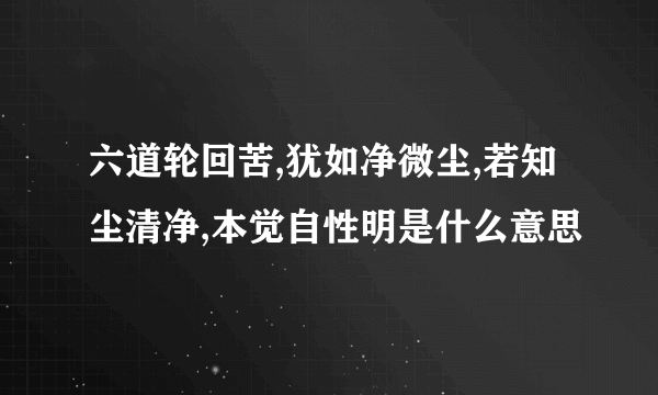 六道轮回苦,犹如净微尘,若知尘清净,本觉自性明是什么意思