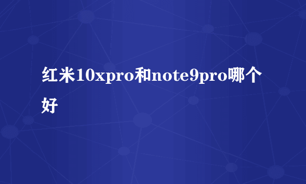 红米10xpro和note9pro哪个好