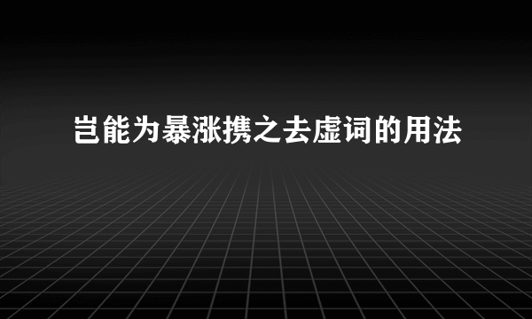 岂能为暴涨携之去虚词的用法