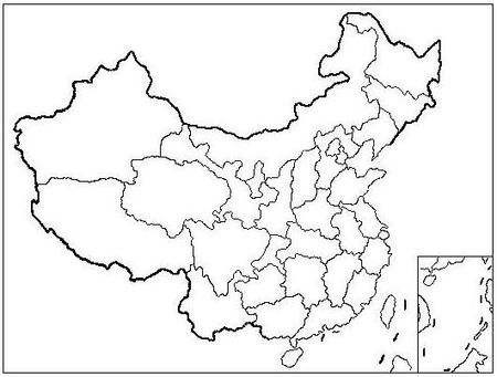 中国省级行政区地图 黑白 空图