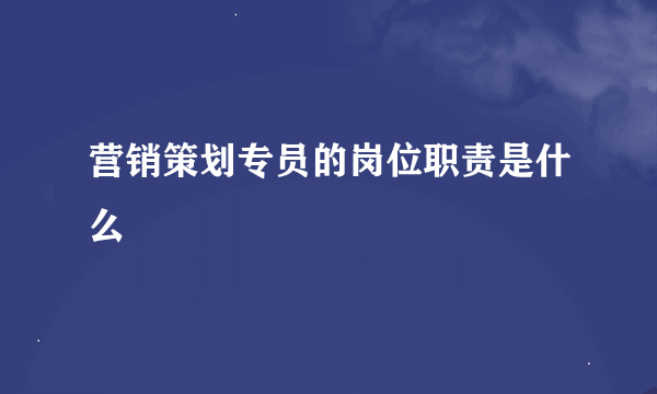 营销策划专员的岗位职责是什么