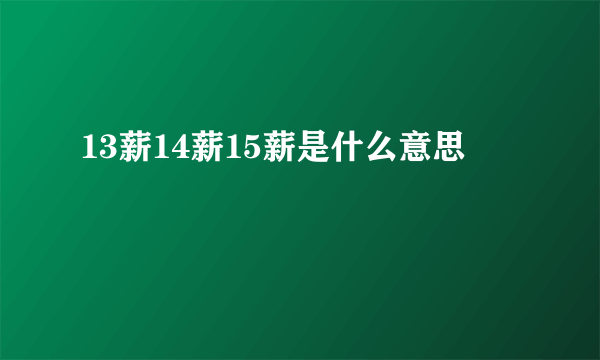 13薪14薪15薪是什么意思