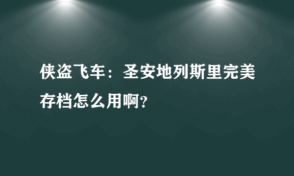 侠盗飞车：圣安地列斯里完美存档怎么用啊？