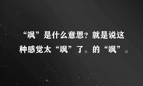 “飒”是什么意思？就是说这种感觉太“飒”了。的“飒”。