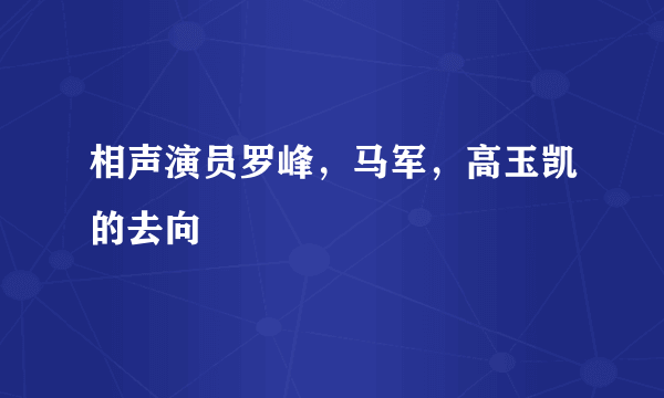 相声演员罗峰，马军，高玉凯的去向