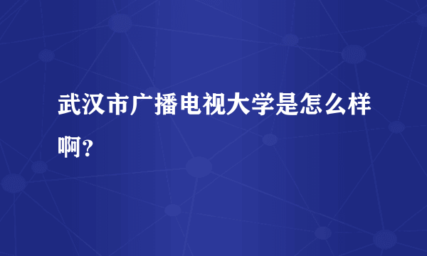 武汉市广播电视大学是怎么样啊？