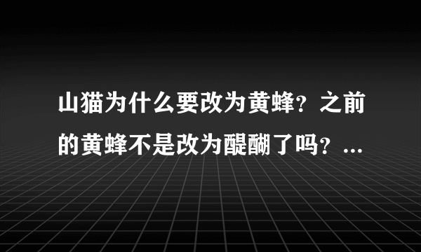 山猫为什么要改为黄蜂？之前的黄蜂不是改为醍醐了吗？再说改个名字又能怎么样呢？会把整支队伍变强么？我