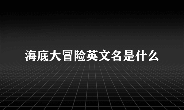 海底大冒险英文名是什么