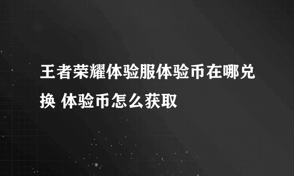 王者荣耀体验服体验币在哪兑换 体验币怎么获取