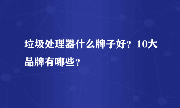 垃圾处理器什么牌子好？10大品牌有哪些？